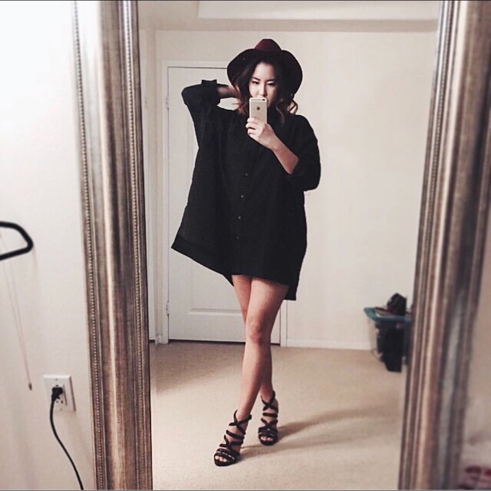 Oversized Black Shirt Dress